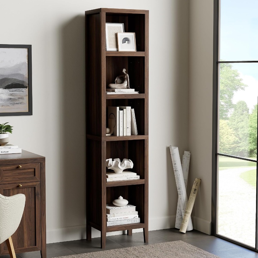 Bookshelf - 71 Tall Narrow Bookcase, 5-Tier Display