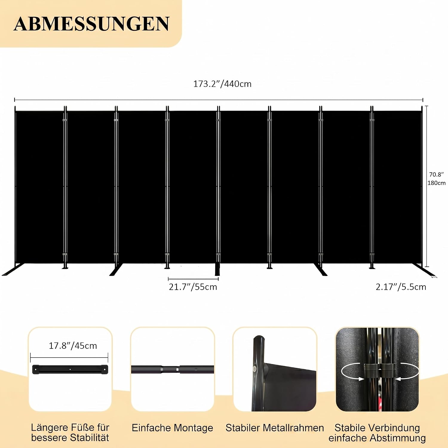 8 Panel Folding Room Divider 6 - Partition Screen Divider ulasan dan harga
