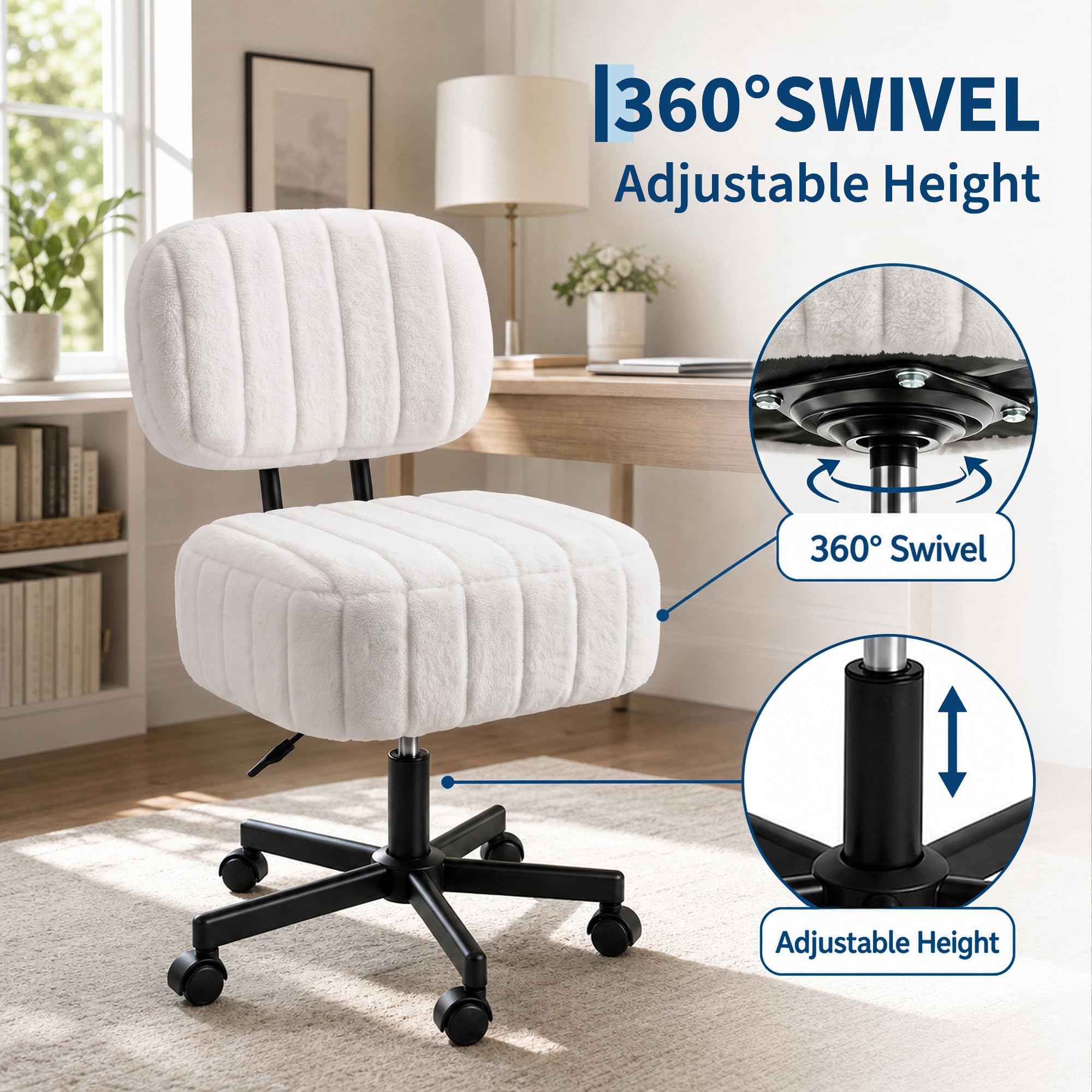 Vanity Chair with Storage, Fau - Office Stool ulasan dan harga