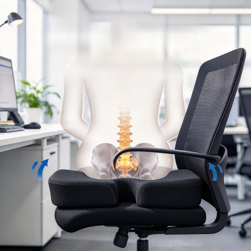 U-Shaped Memory Foam Seat Cush - Office Chair Cushion ulasan dan harga