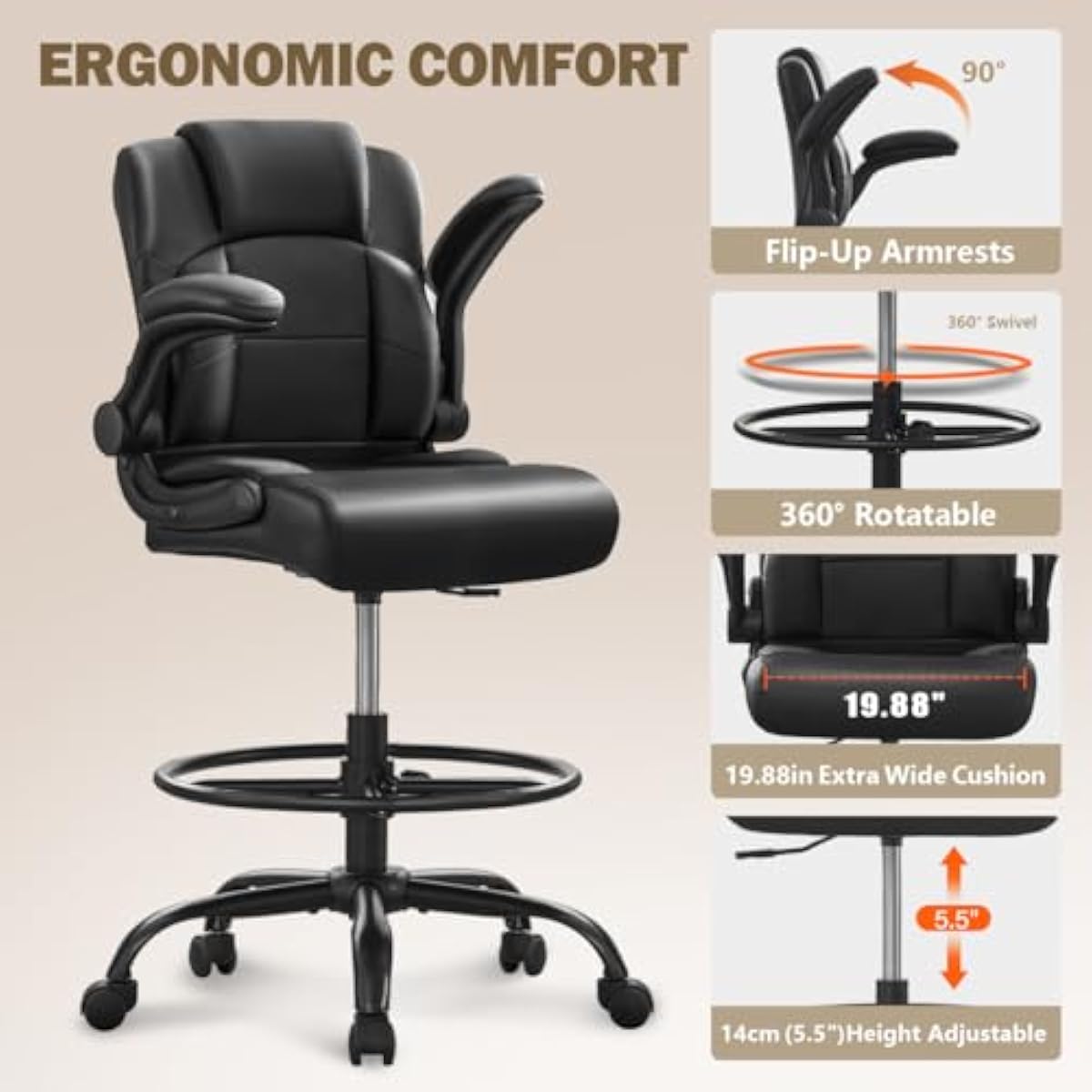 Ergonomic Tall Stool for Stand - Standing Desk ulasan dan harga